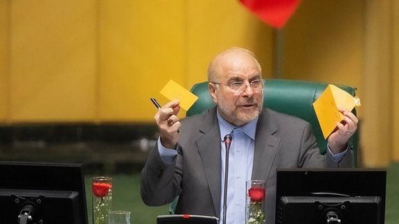 Parliament speaker Mohammad Bagher Ghalibaf chairing a session on May 25, 2022