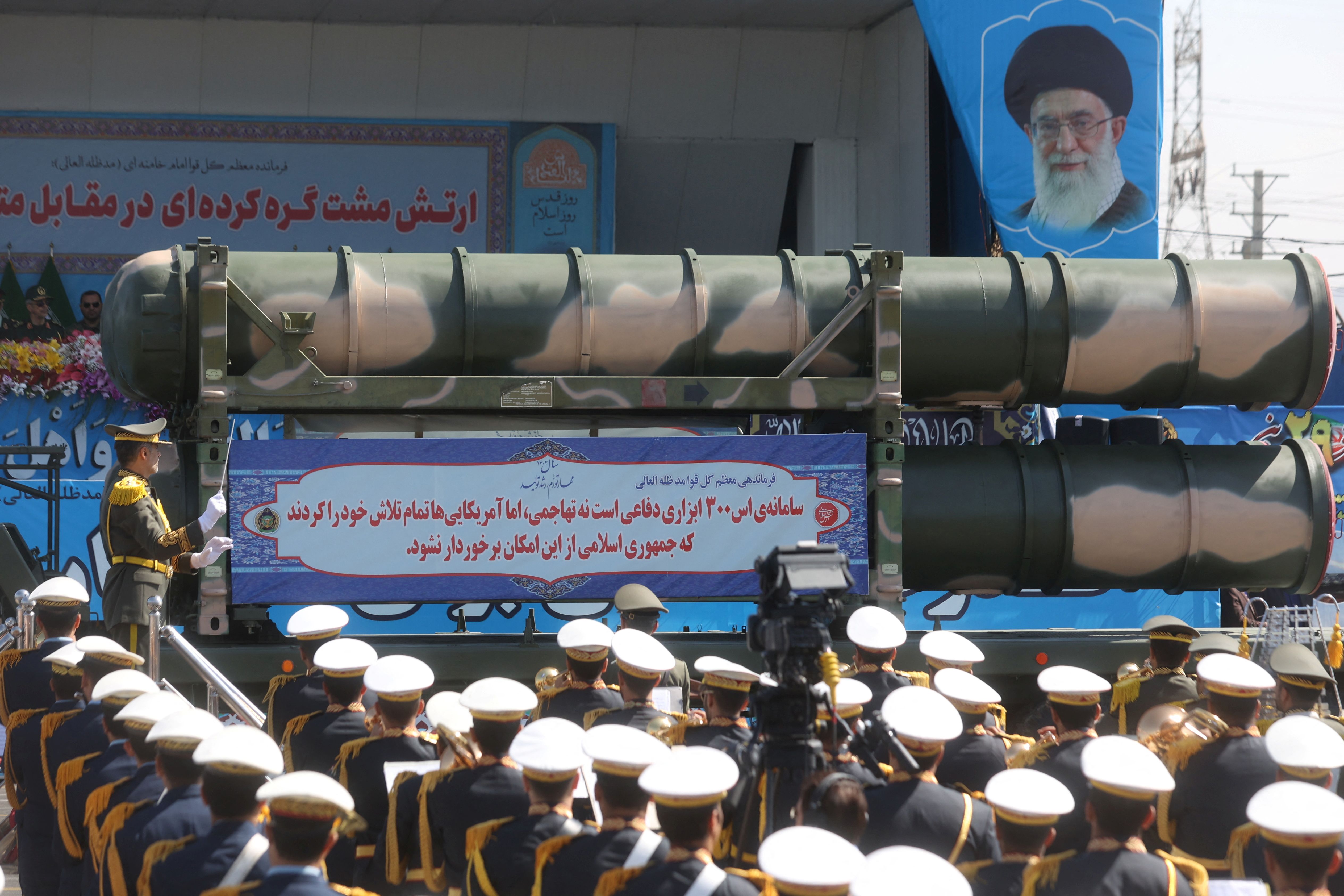 An Iranian ballistic missile during a military parade in April 2023.