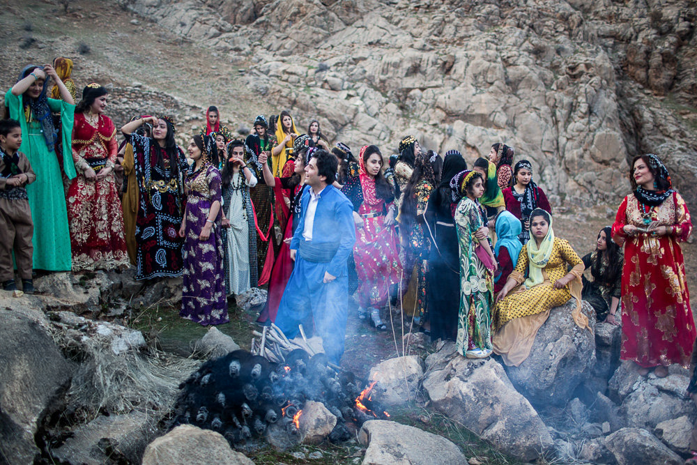 Villagers in Palangan celebrate Nowruz by lighting and spinning torches atop the highlands of Kamyaran County, Kurdistan Province, Iran.