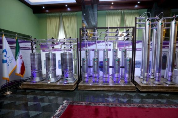 A number of new generation Iranian centrifuges are seen on display during Iran's National Nuclear Energy Day in Tehran, Iran April 10, 2021