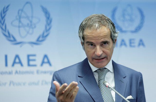 International Atomic Energy Agency (IAEA) Director General Rafael Grossi addresses the media during their Board of Governors meeting in Vienna, Austria, September 9, 2024