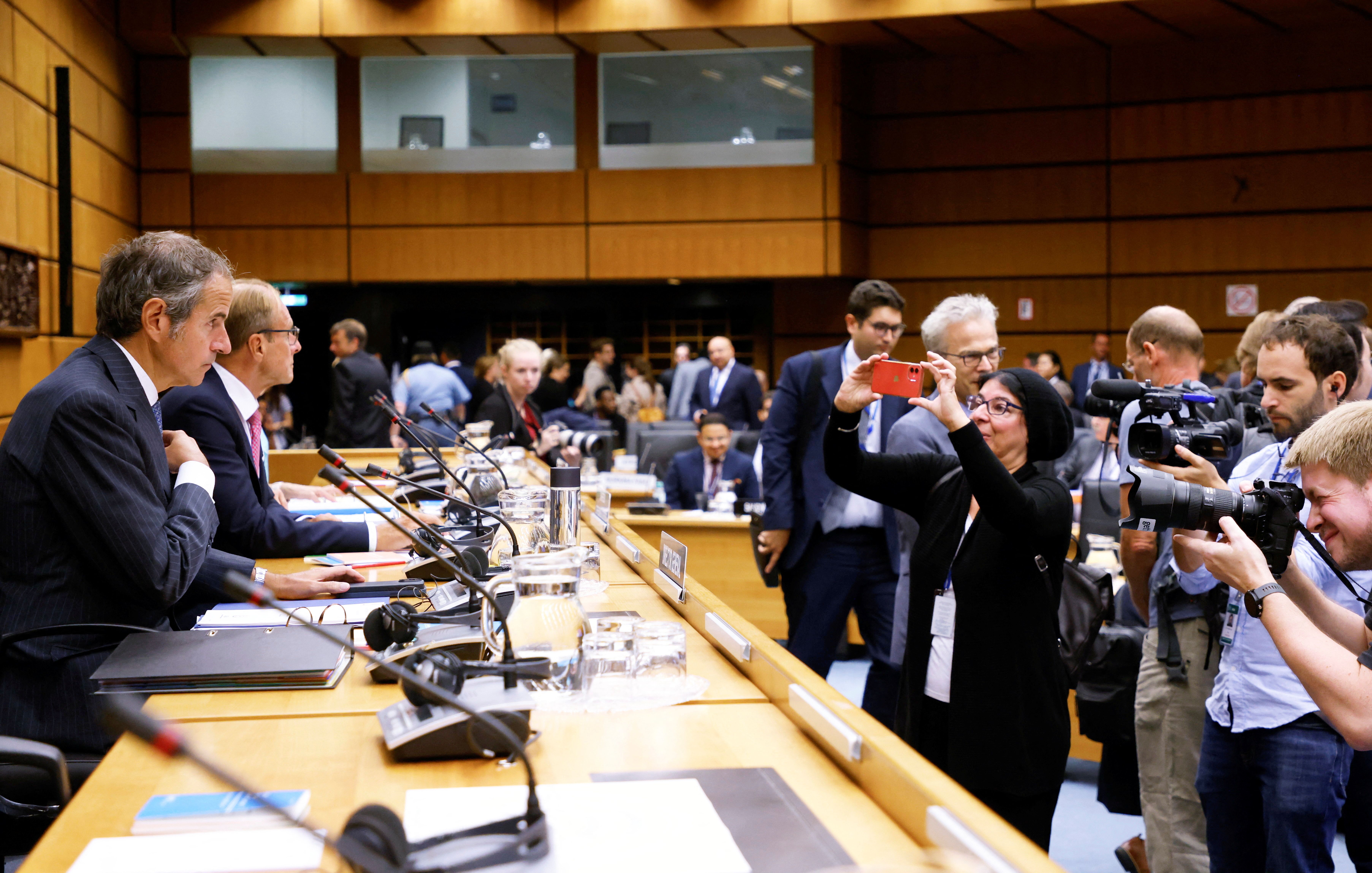 UN nuclear watchdog chief Rafael Grossi waits for the start of International Atomic Energy Agency 's (IAEA) 35-nation Board of Governors meeting in Vienna, Austria, September 11, 2023. 
