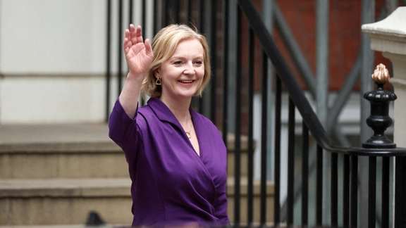 Liz Truss outside the Conservative Party headquarters, after being announced as Britain's next Prime Minister, in London, September 5, 2022.