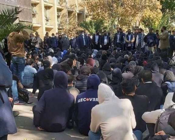 Students at a sit-in protest in Polytechnic University in Tehran on November 15, 2022