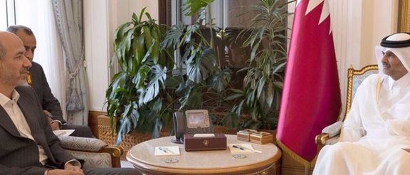 Qatar’s Prime Minister Sheikh Khalid bin Khalifa bin Abdul Aziz Al Thani (right) meets Iranian Energy Minister Ali Akbar Mehrabian in the Qatari capital Doha on June 6, 2022.