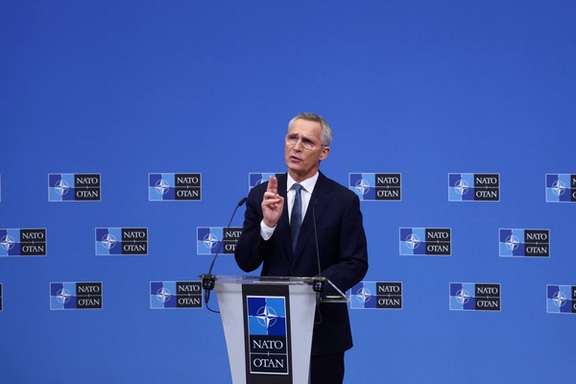 NATO Secretary-General Jens Stoltenberg gestures during a press conference before a meeting of NATO foreign ministers, at the Alliance's headquarters in Brussels, Belgium November 27, 2023.