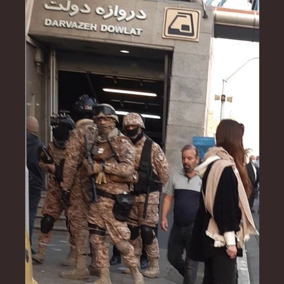 Armed security forces in Tehran during antigovernment protests