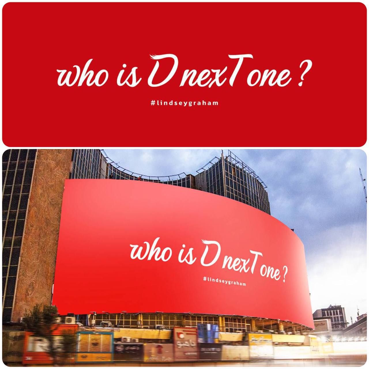 A billboard in Tehran’s Valiasr Square asks, “Who is the next one?” alongside the hashtag #LindseyGraham, following the US senator’s death.