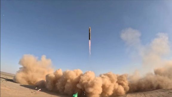 A new surface-to-surface 4th generation Khorramshahr ballistic missile called Khaibar with a range of 2,000 km is launched at an undisclosed location in Iran, in this picture obtained on May 25, 2023.