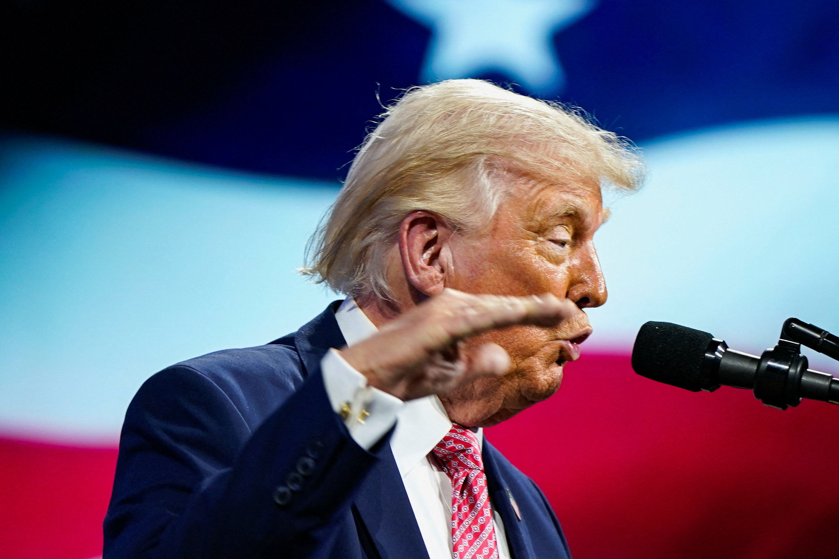 US President Donald Trump delivers remarks at the Future Investment Initiative (FII) Institute's summit at the Faena Forum in Miami Beach, Florida, US, March 27, 2026. 