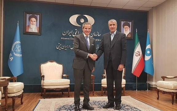 IAEA Chief holds talks with Mohammad Eslami, Head of the Atomic Energy Organization of Iran, on November 11, 2024 in Tehran.