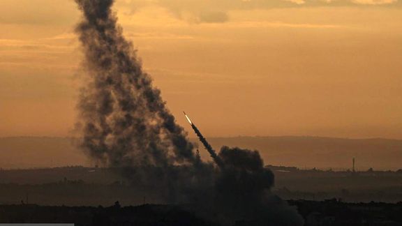Hamas rockets being fired towards Israel on October 7, 2023