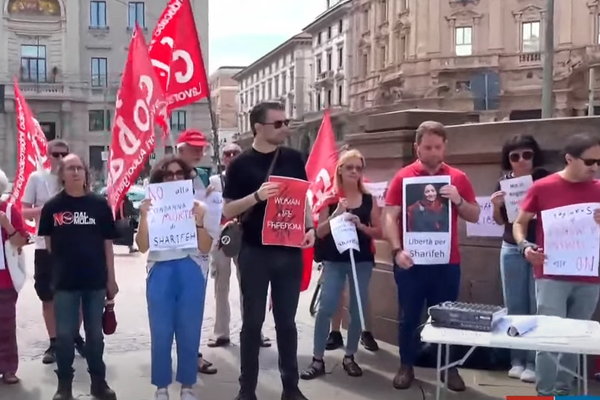 Dozens protest Iranian labor activist's death sentence in Milan