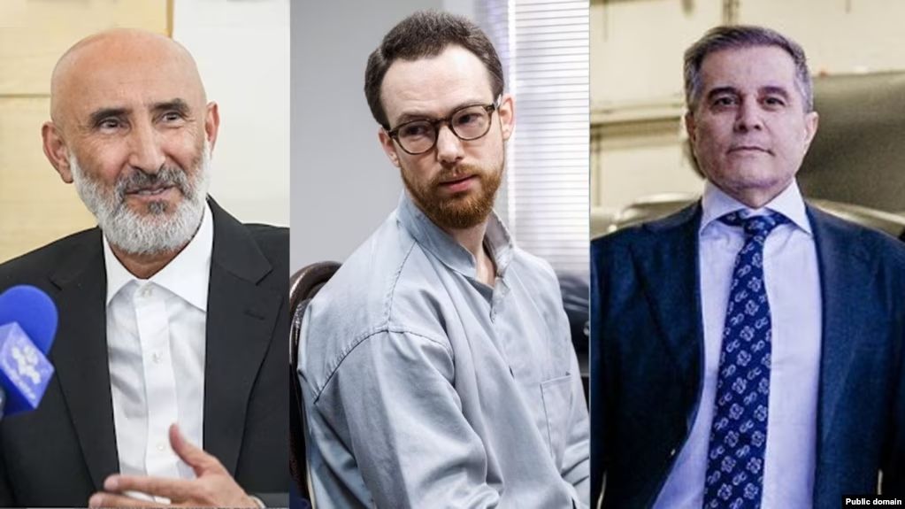 (From left) Former Iranian official Nouri, Swedish diplomat Johan Floders and Iranian-Swedish dual-national Saeed Azizi