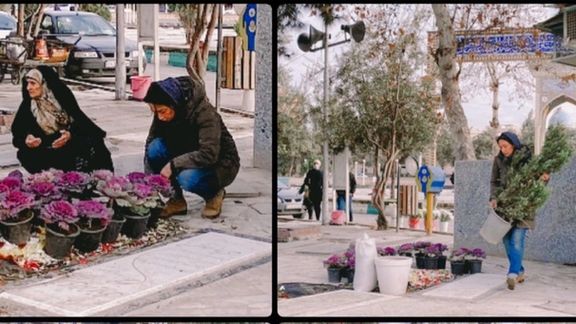 هدیه تهرانی، بازیگر، در گرگان مزار آیدا رستمی، پزشک معترض کشتهشده را گلباران کرد