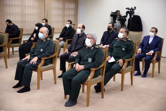 Officials and member of Soleimani's family meeting Khamenei on January 1, 2022