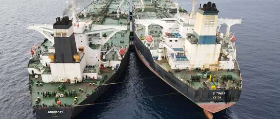 Ship-to-Ship transfer of illicit oil exports to hide origin, July 2023.