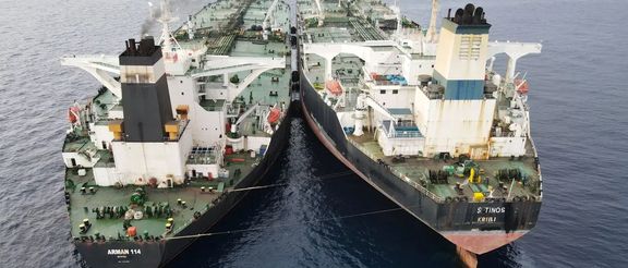 Ship-to-Ship transfer of illicit oil exports to hide origin, July 2023.