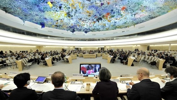 A general view during a session of the Human Rights Council at the European headquarters of the United Nations in Geneva, Switzerland