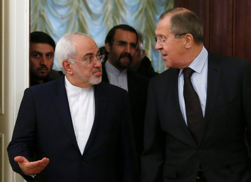 Russia Foreign Minister Sergei Lavrov (right) and Iran's former foreign minister Mohammad Javad Zarif
