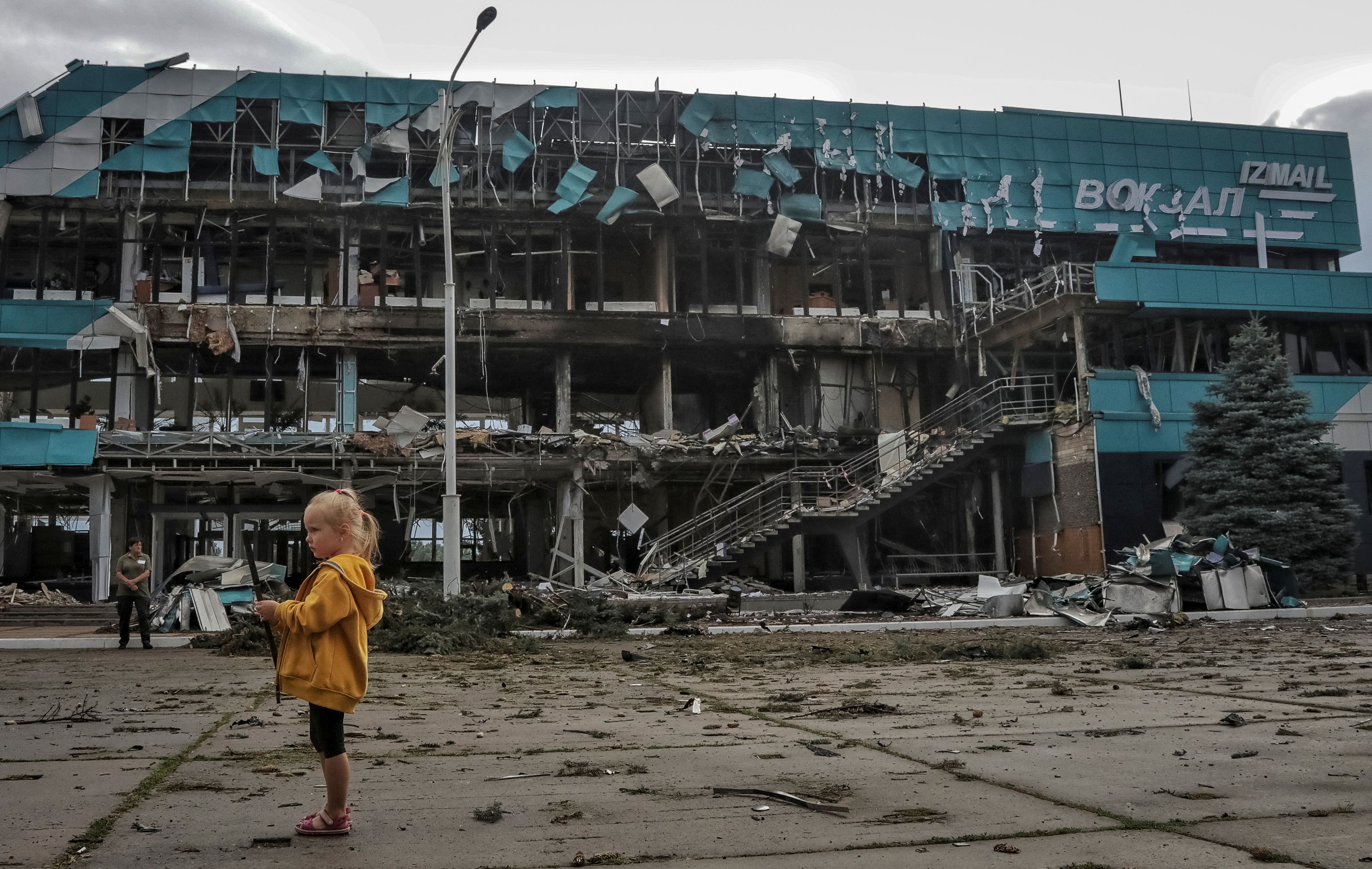 A view of marine station building destroyed during a Russian drone strike in Izmail, Odesa region, Ukraine August 2, 2023