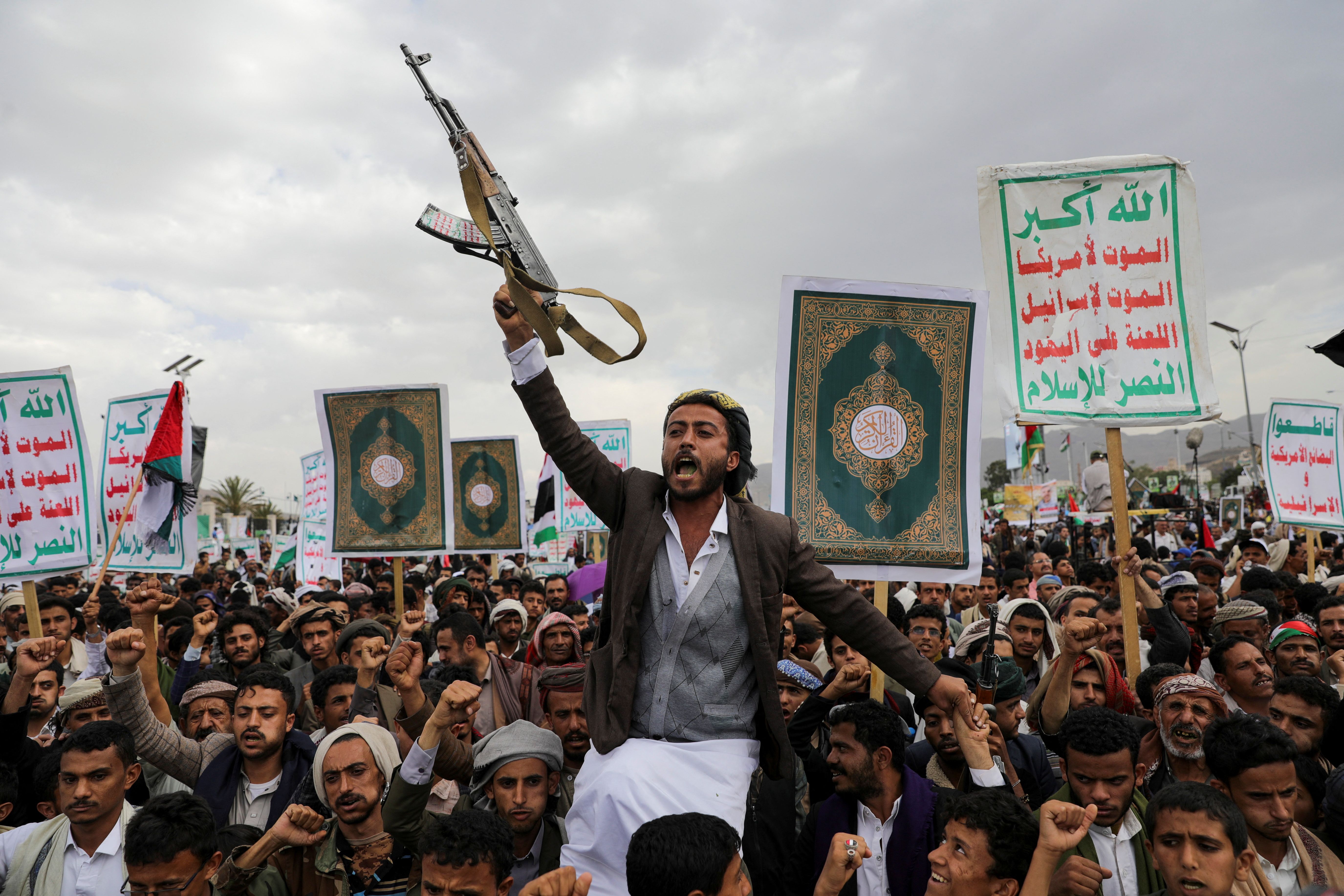 Houthi supporters during a rally in Sanaa, Yemen May 24, 2024