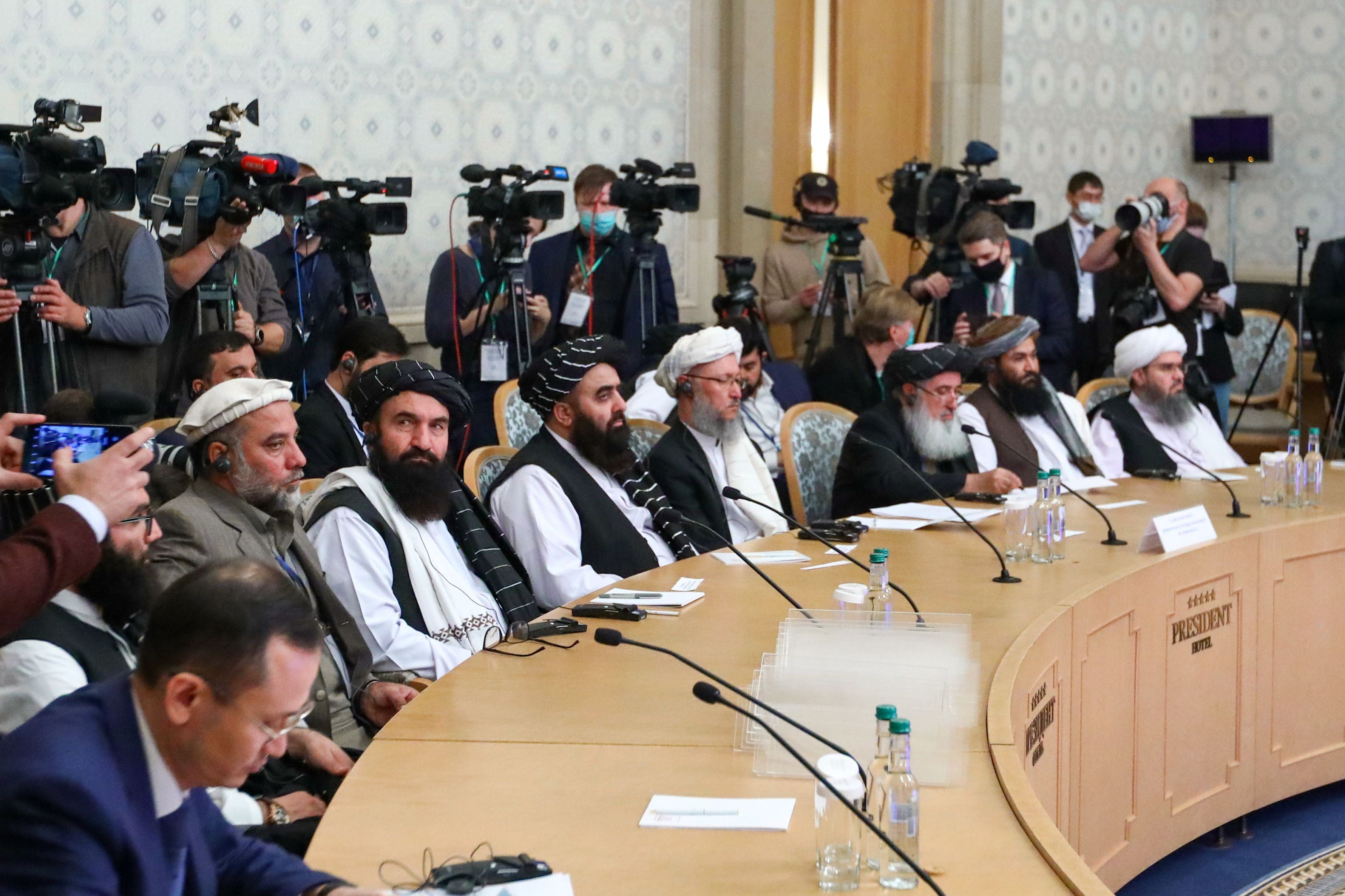 Taliban leaders at the Moscow conference on Afghanistan. October 20, 2021