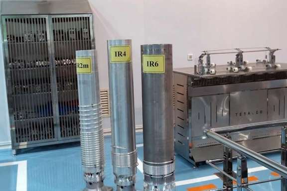 Uranium enrichment centrifuges in Iran. Undated