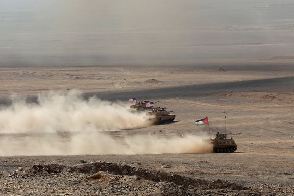 Military vehicles with Jordanian and US flags drive as part of the 'Eager Lion' military exercises, in Zarqa, Jordan September 14, 2022.