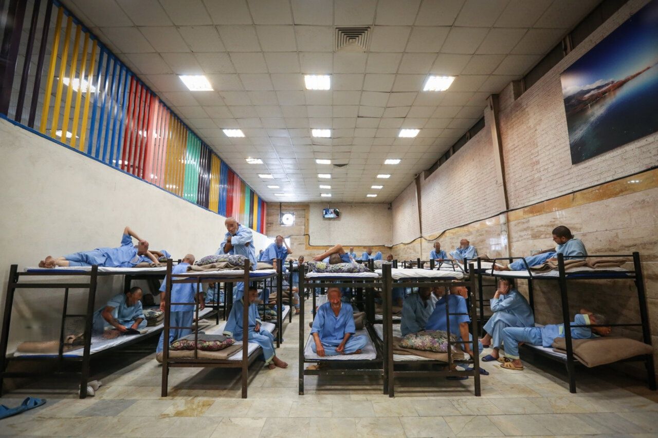 File photo of patients at an addiction treatment center in Iran.