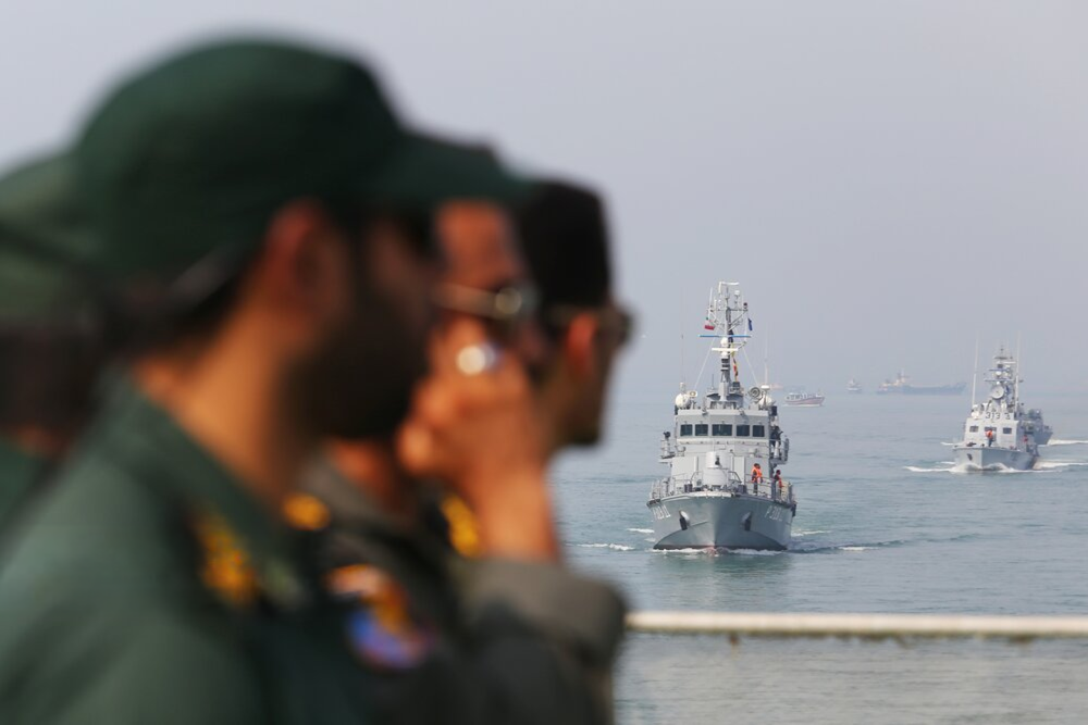 File photo shows IRGC officers during a naval drill in southern Iran