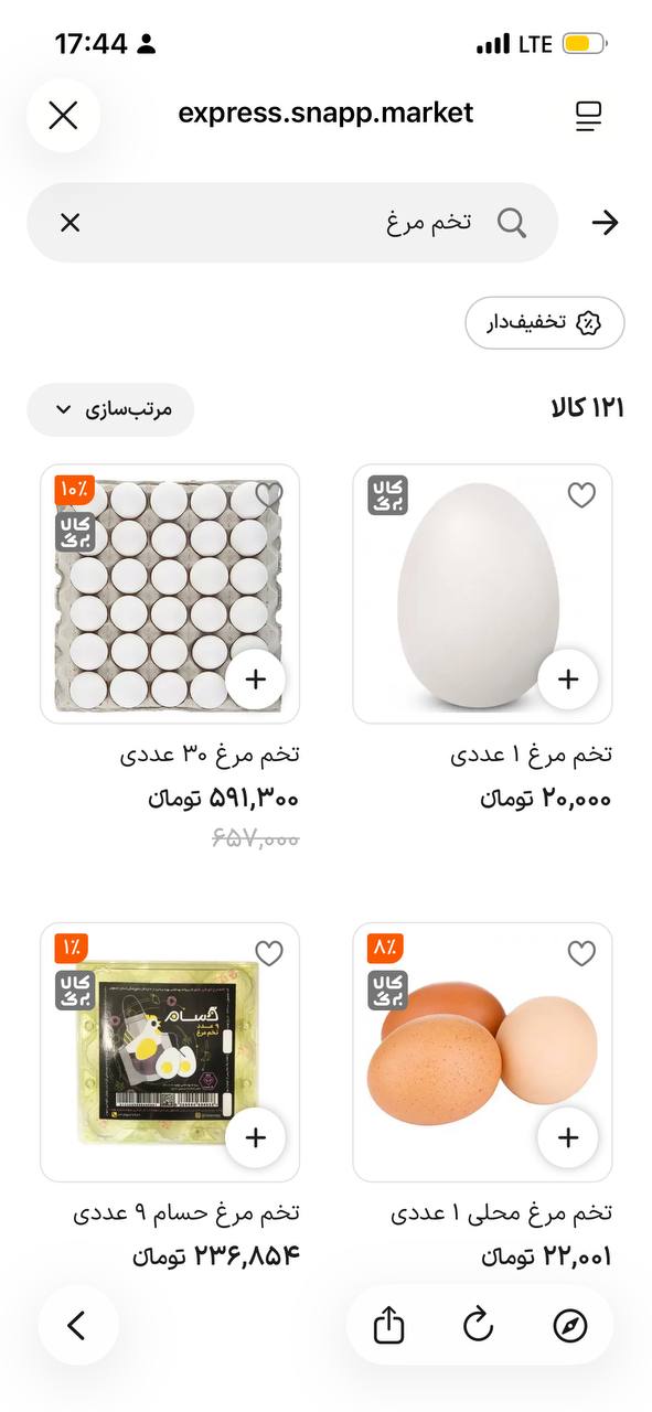 "البيضة الواحدة" بـ 20 ألف تومان على منصات البيع الإلكتروني في إيران