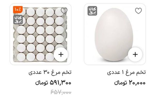 تصویر سایت فروش آنلاین ایران؛ هر تخم مرغ ۲۰ هزار تومان