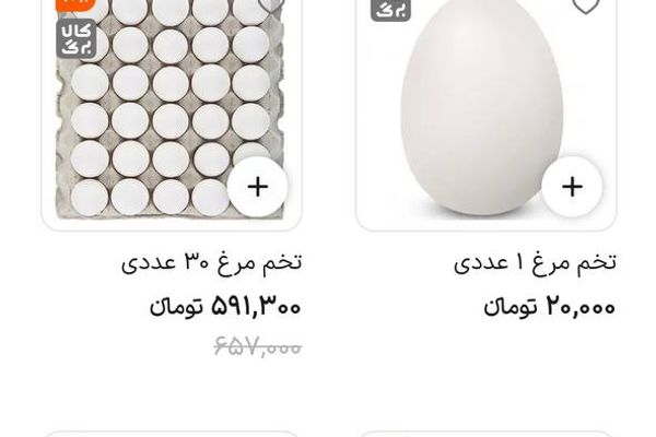 "البيضة الواحدة" بـ 20 ألف تومان على منصات البيع الإلكتروني في إيران