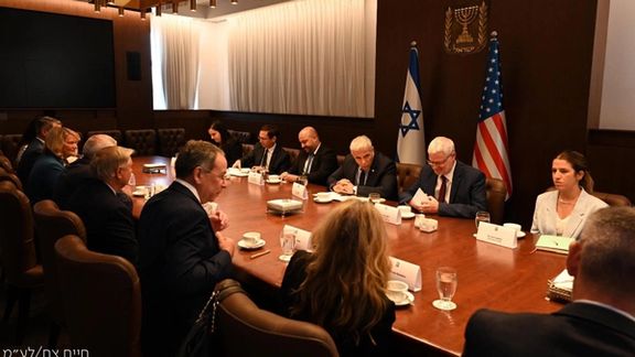 Israeli Prime Minister Yair Lapid during a meeting with a US congressional delegation in Jerusalem on September 5, 2022