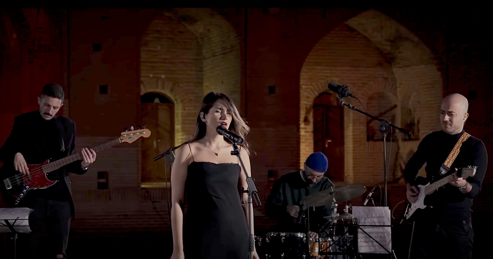 Parasol Ahamadi and her band in an unauthorised performance in Iran, December 11, 2024