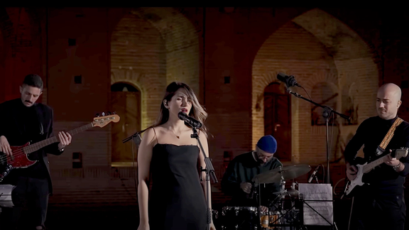 Parasol Ahamadi and her band in an unauthorised performance in Iran, December 11, 2024