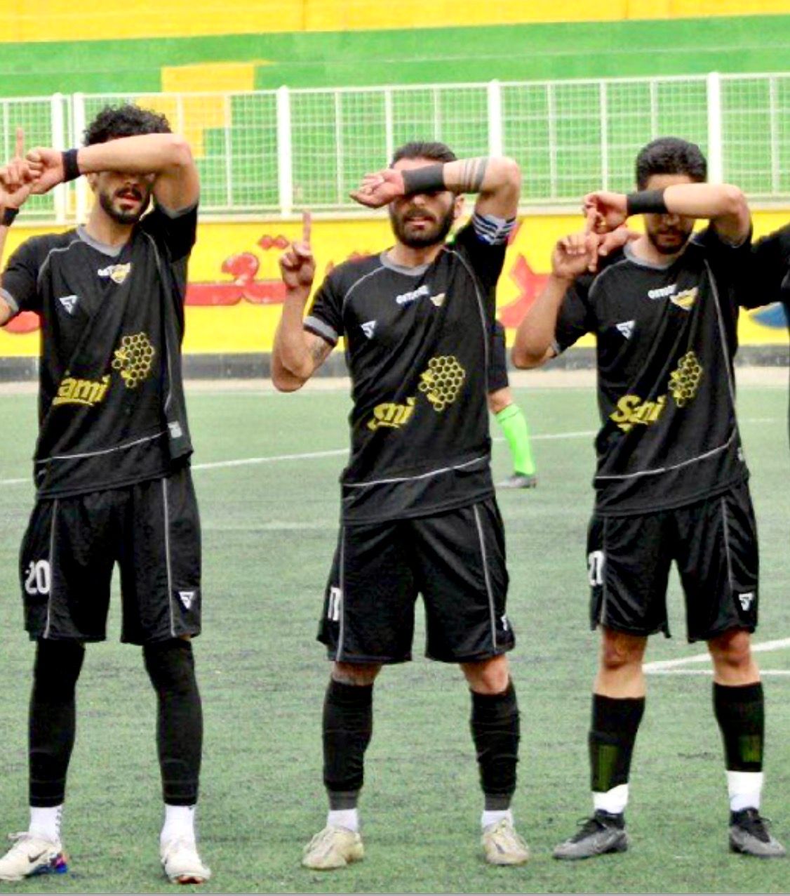 Sami sport players protesting after match, February 25, 2026