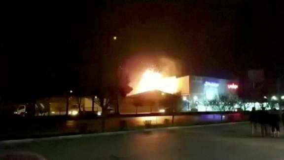 Screen grab from a video in January showing an explosion in defense ministry facility in Esfahan