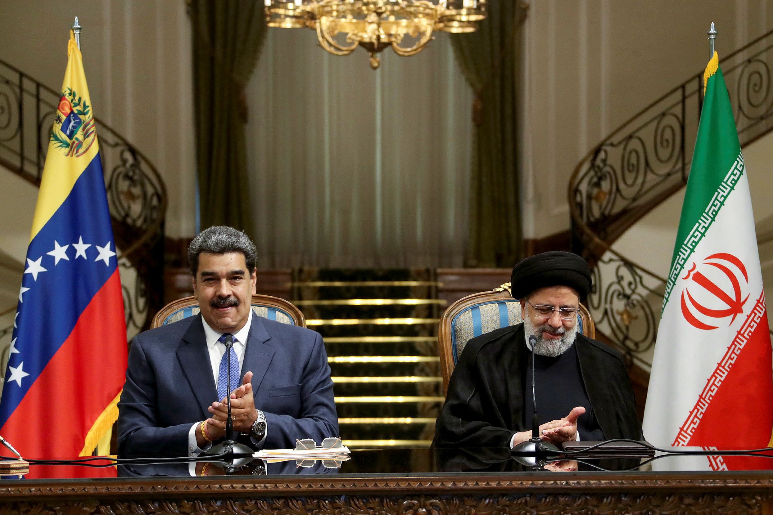 Venezuelan President Nicolas Maduro with Iran's Ebrahim Riasi in Tehran, June 10,  2022
