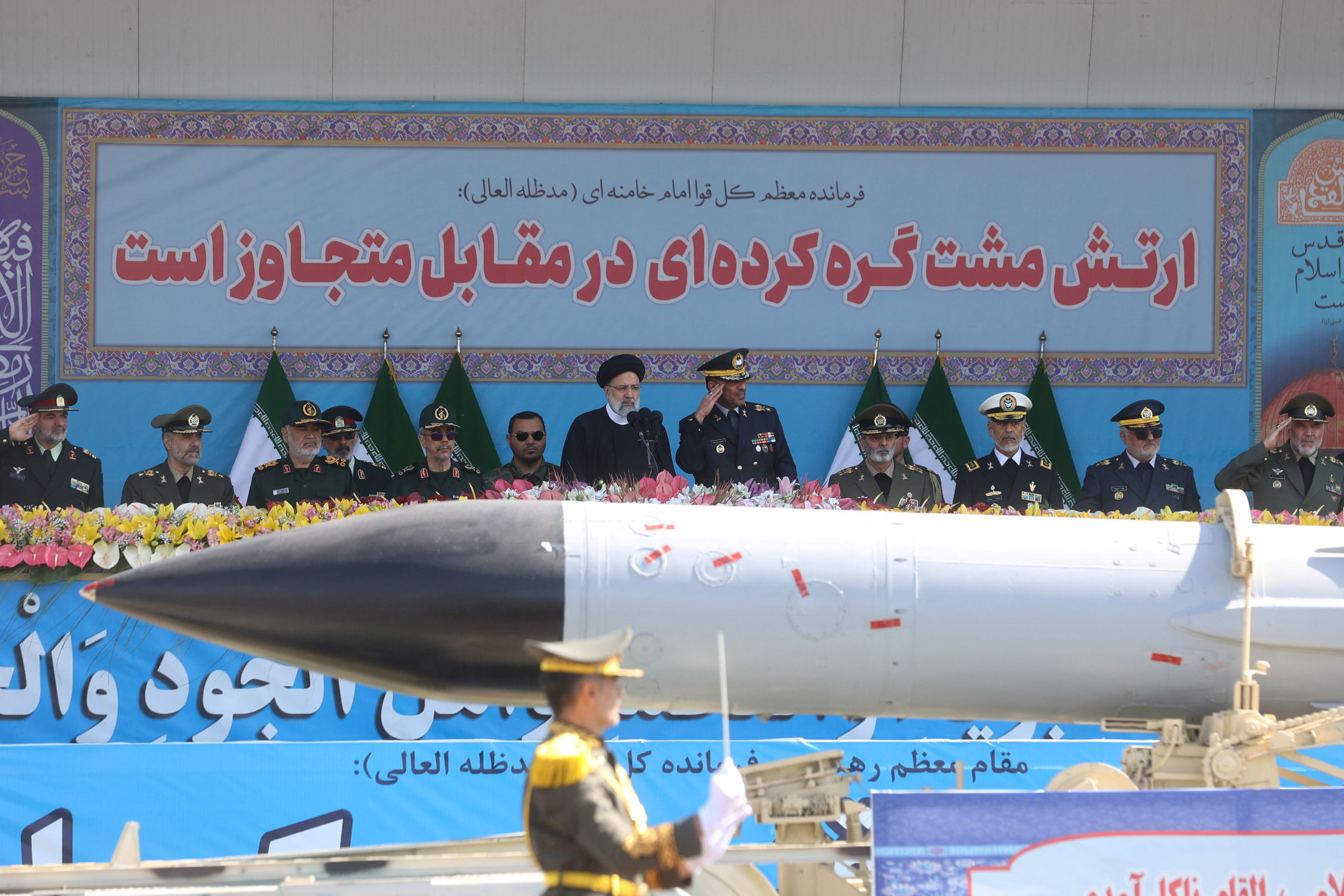 Iranian President Ebrahim Raisi during the ceremony of the National Army Day parade in Tehran, Iran, April 18, 2023 