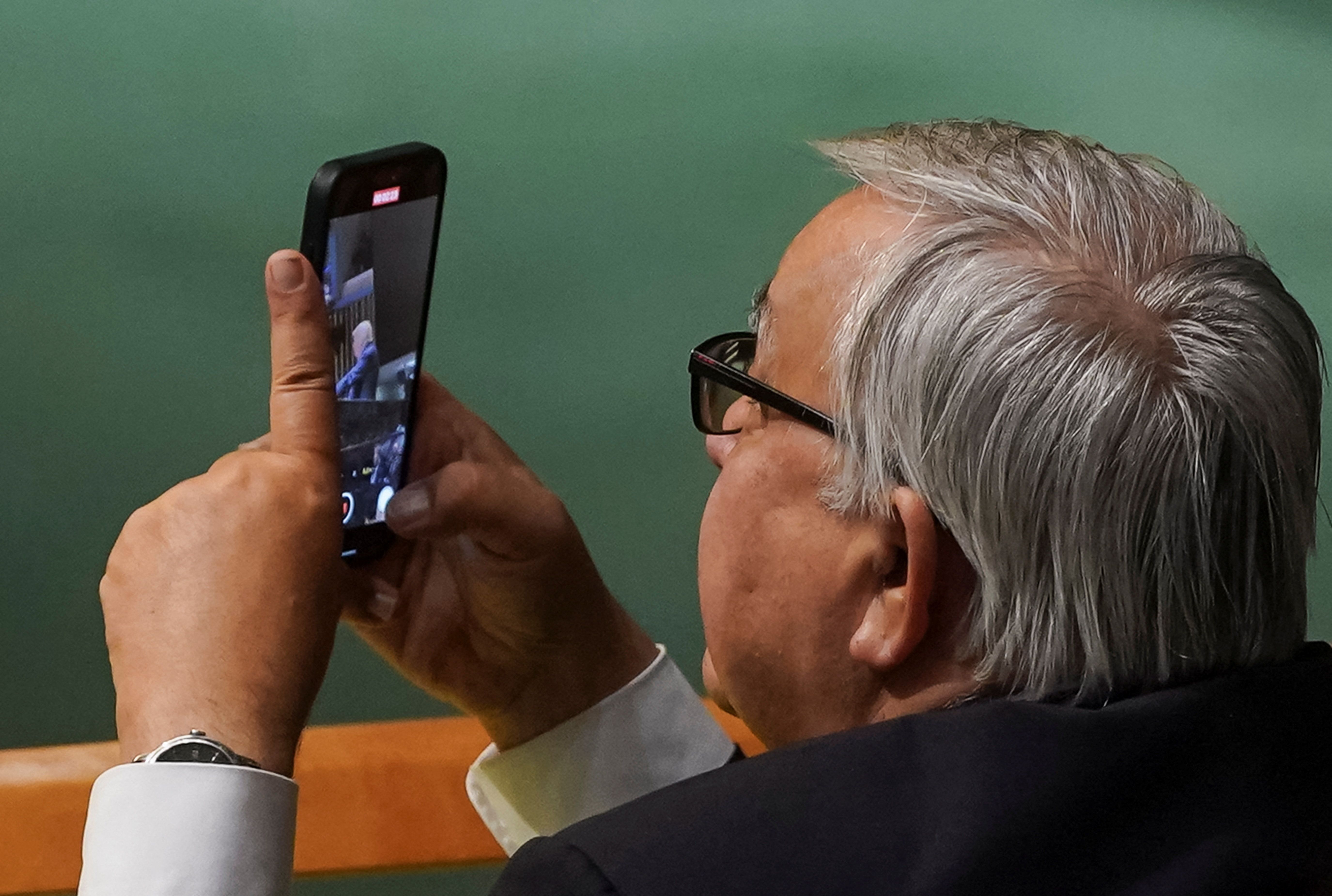 تصویربرداری نماینده روسیه از دونالد ترامپ حین سخنرانی در سازمان ملل