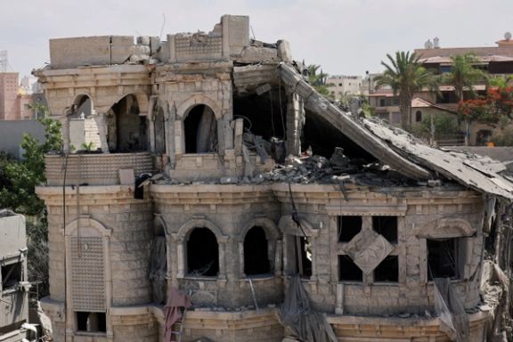 A view of a damaged residential building after impact from missiles fired from Iran, in Tamra, northern Israel, June 15, 2025.