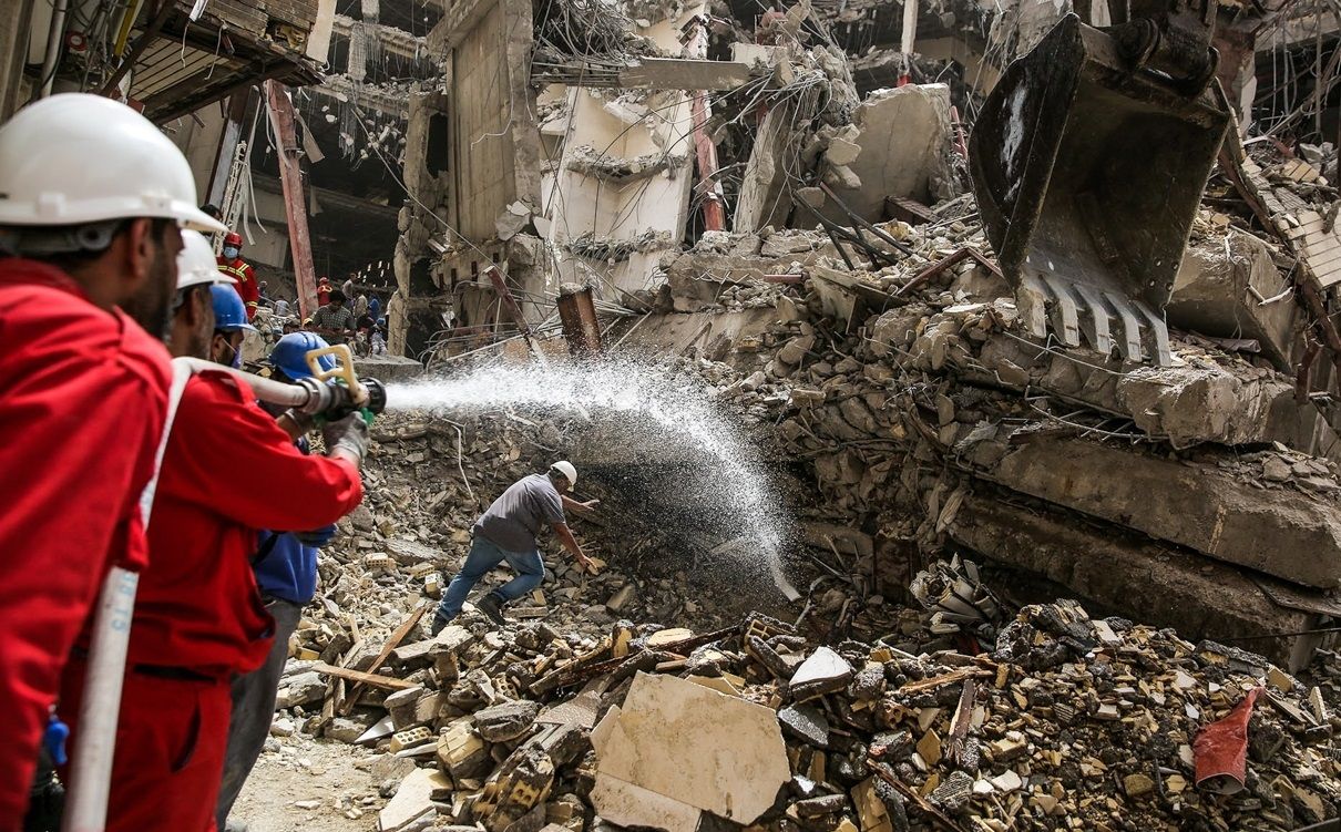 Rescue workers trying to get into the basement of Metropol building. May 25, 2022