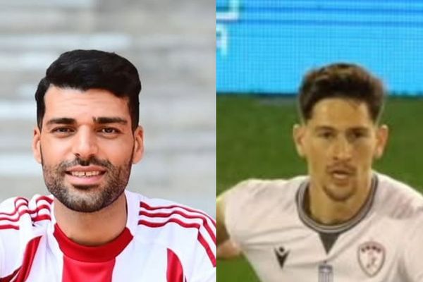 تعویض پیراهن مهدی طارمی با جونی ناعور، بازیکن اسرائیلی تیم فوتبال لاریسا در یونان
