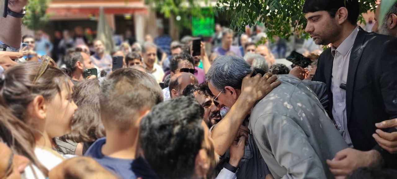Mahmoud Ahmadinejad among his supporters in Tehran, June 6, 2024
