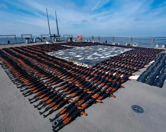 Weapons seized by US Navy in December, said to have originated from Iran.