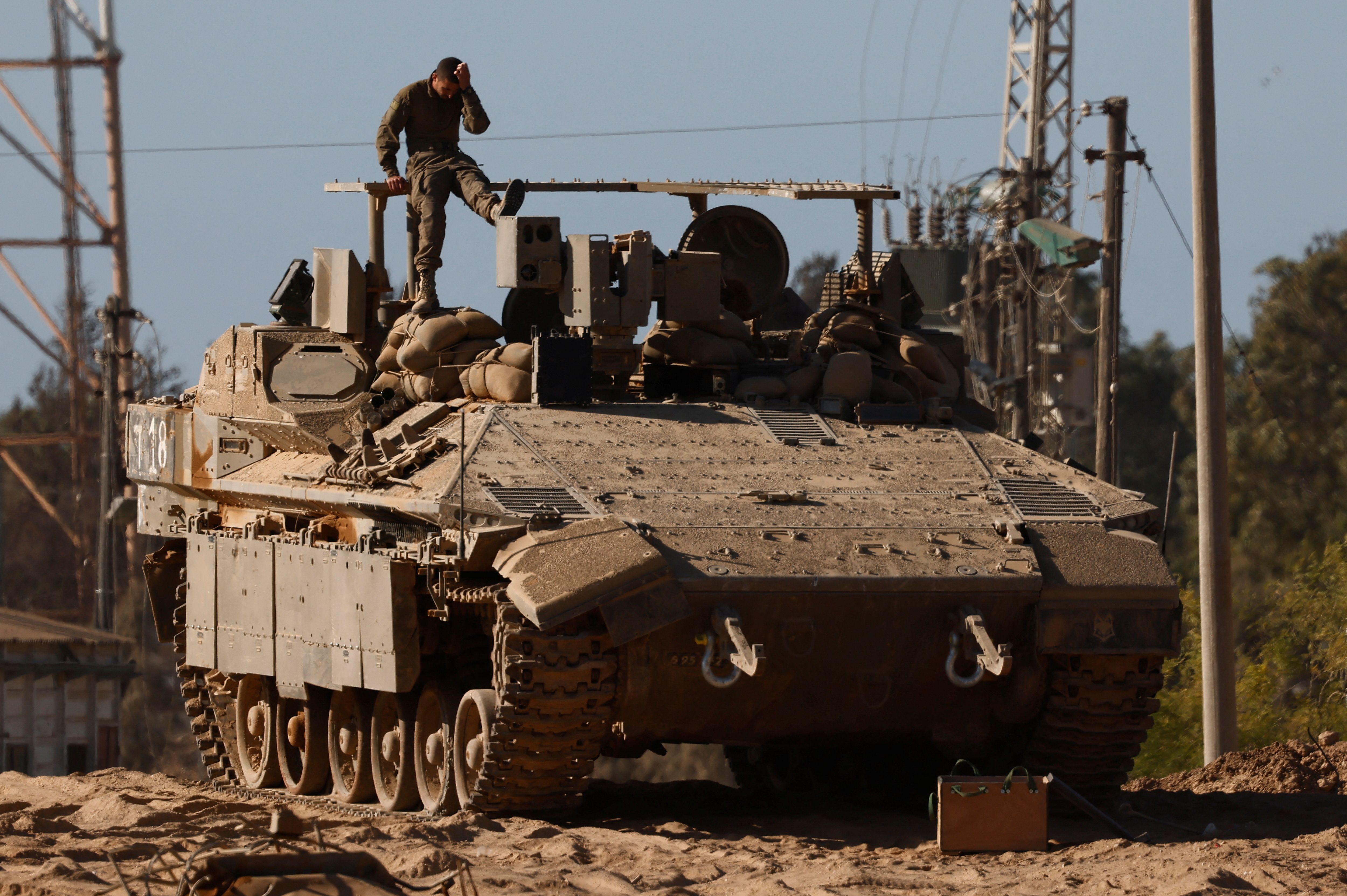 یک تانک ارتش اسرائیل در نزدیکی مرز نوار غزه