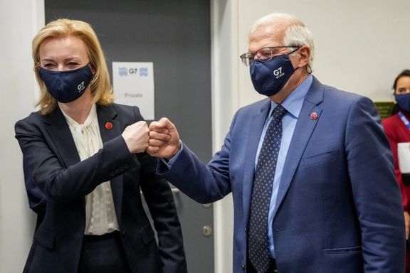 Liz Truss with European Union foreign policy chief Josep Borrell on December 11, 2021
