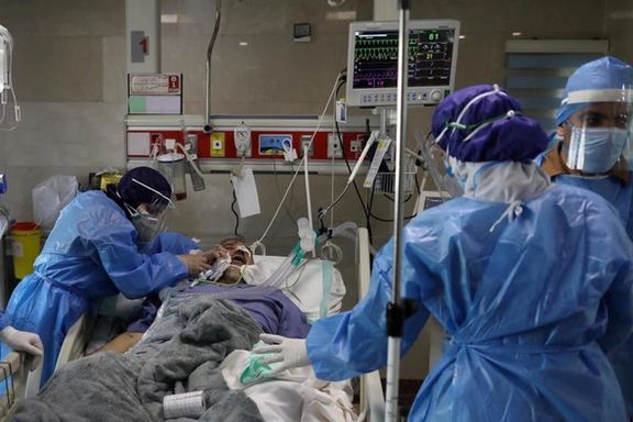A COVID patient in a Tehran hospital.